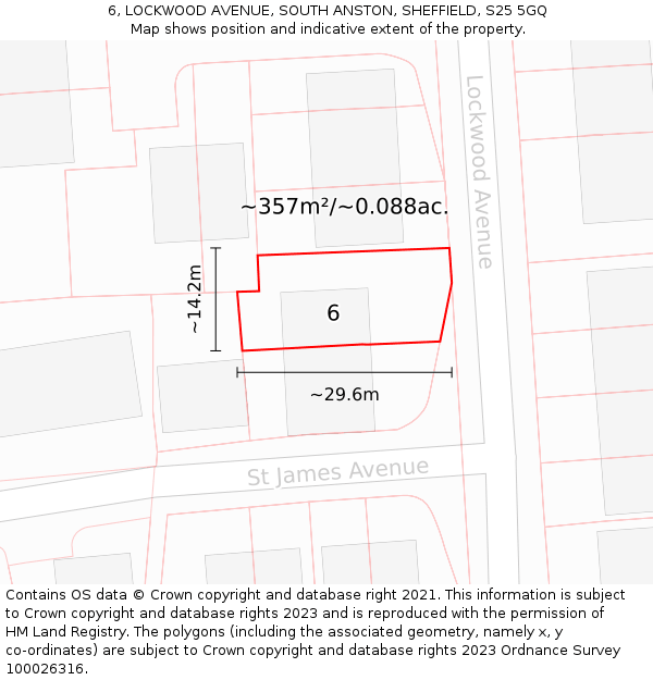 6, LOCKWOOD AVENUE, SOUTH ANSTON, SHEFFIELD, S25 5GQ: Plot and title map