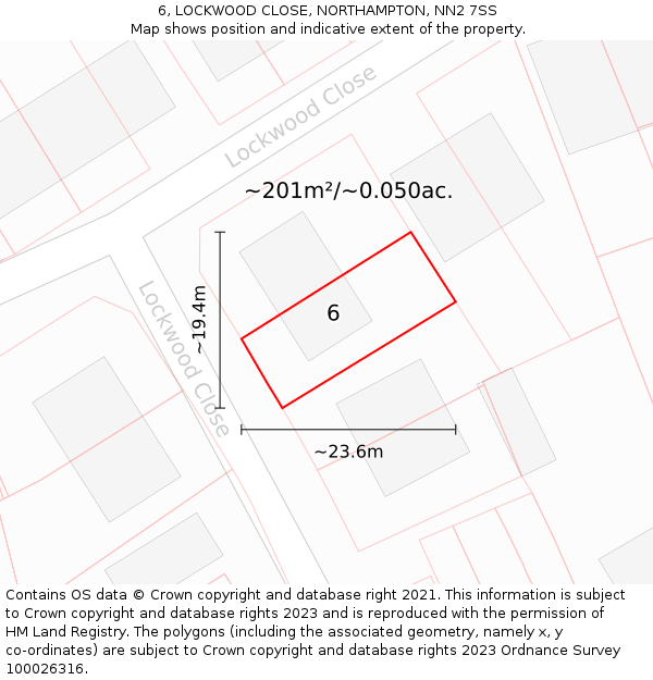 6, LOCKWOOD CLOSE, NORTHAMPTON, NN2 7SS: Plot and title map