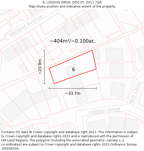 6, LODDON DRIVE, DIDCOT, OX11 7QA: Plot and title map