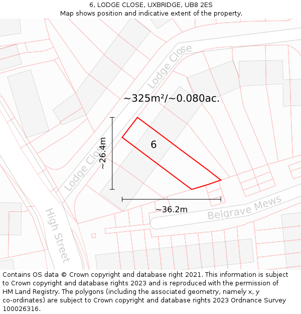 6, LODGE CLOSE, UXBRIDGE, UB8 2ES: Plot and title map