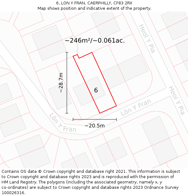 6, LON Y FRAN, CAERPHILLY, CF83 2RX: Plot and title map