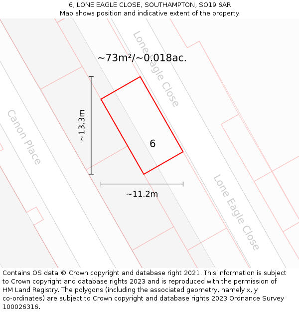 6, LONE EAGLE CLOSE, SOUTHAMPTON, SO19 6AR: Plot and title map