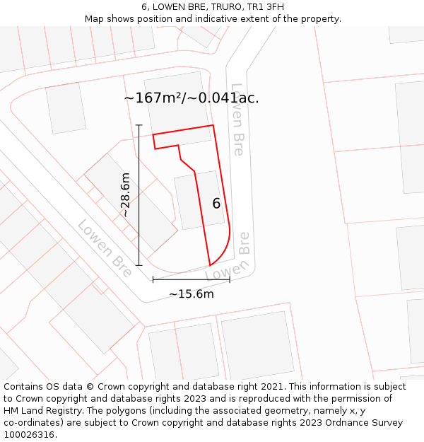 6, LOWEN BRE, TRURO, TR1 3FH: Plot and title map