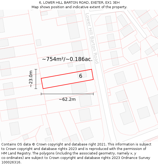 6, LOWER HILL BARTON ROAD, EXETER, EX1 3EH: Plot and title map