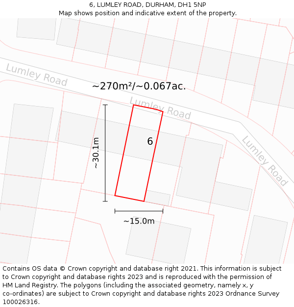6, LUMLEY ROAD, DURHAM, DH1 5NP: Plot and title map
