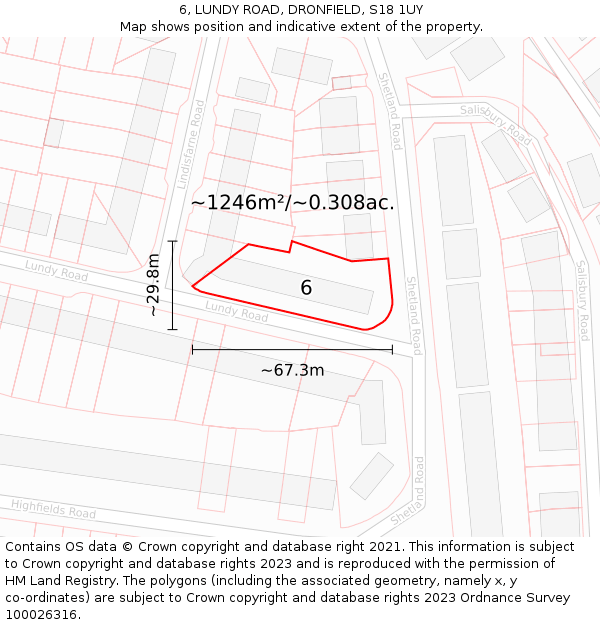 6, LUNDY ROAD, DRONFIELD, S18 1UY: Plot and title map
