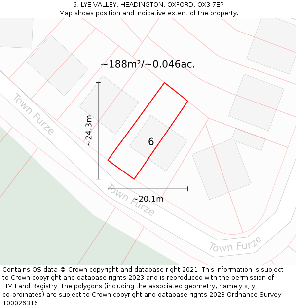6, LYE VALLEY, HEADINGTON, OXFORD, OX3 7EP: Plot and title map