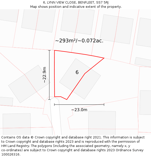 6, LYNN VIEW CLOSE, BENFLEET, SS7 5RJ: Plot and title map