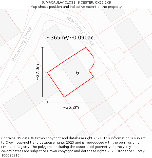 6, MACAULAY CLOSE, BICESTER, OX26 2XB: Plot and title map