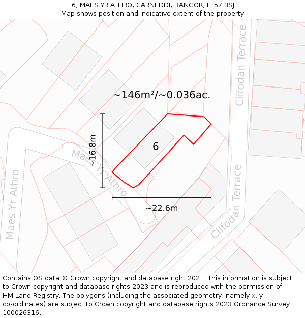 6, MAES YR ATHRO, CARNEDDI, BANGOR, LL57 3SJ: Plot and title map