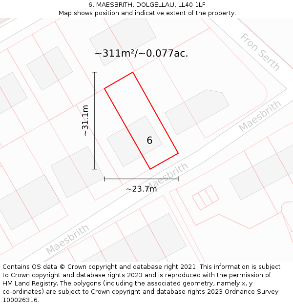 6, MAESBRITH, DOLGELLAU, LL40 1LF: Plot and title map