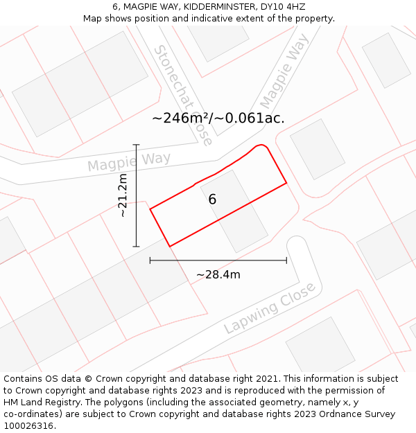 6, MAGPIE WAY, KIDDERMINSTER, DY10 4HZ: Plot and title map