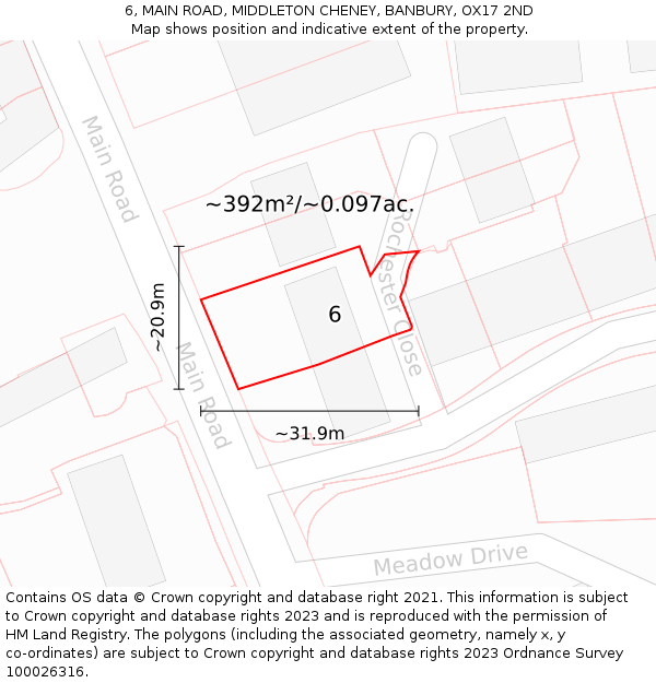 6, MAIN ROAD, MIDDLETON CHENEY, BANBURY, OX17 2ND: Plot and title map