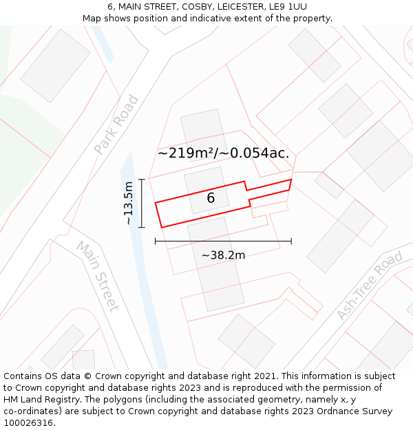 6, MAIN STREET, COSBY, LEICESTER, LE9 1UU: Plot and title map