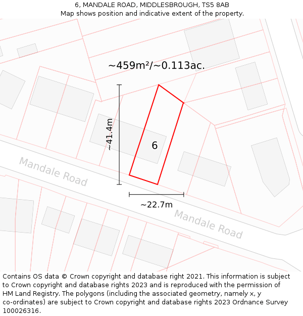 6, MANDALE ROAD, MIDDLESBROUGH, TS5 8AB: Plot and title map