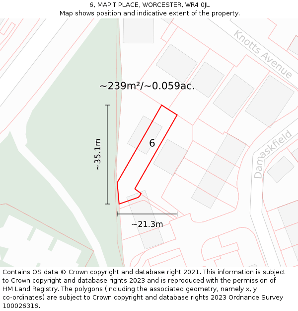 6, MAPIT PLACE, WORCESTER, WR4 0JL: Plot and title map