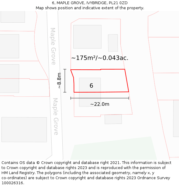 6, MAPLE GROVE, IVYBRIDGE, PL21 0ZD: Plot and title map