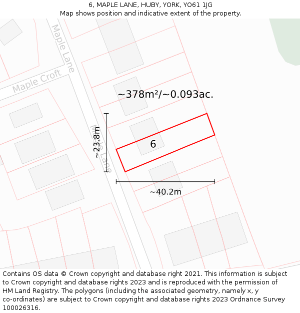 6, MAPLE LANE, HUBY, YORK, YO61 1JG: Plot and title map
