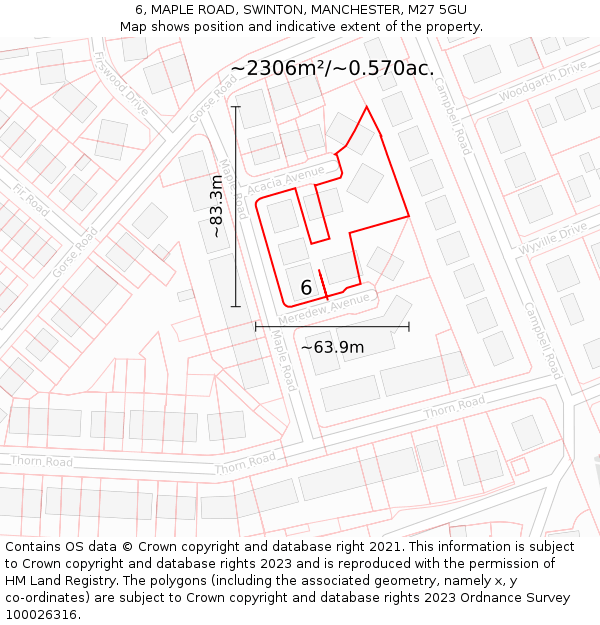 6, MAPLE ROAD, SWINTON, MANCHESTER, M27 5GU: Plot and title map