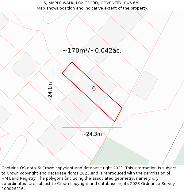 6, MAPLE WALK, LONGFORD, COVENTRY, CV6 6AU: Plot and title map