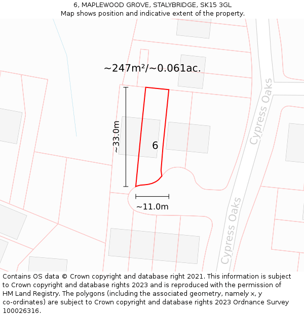 6, MAPLEWOOD GROVE, STALYBRIDGE, SK15 3GL: Plot and title map