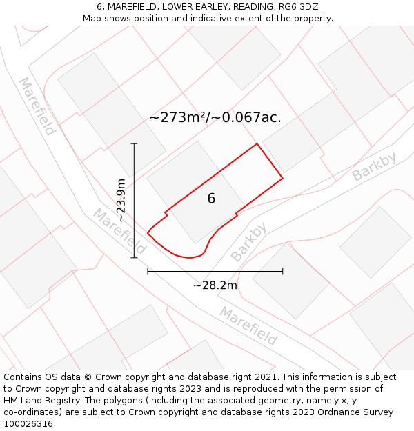 6, MAREFIELD, LOWER EARLEY, READING, RG6 3DZ: Plot and title map