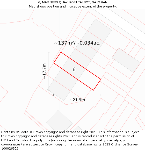 6, MARINERS QUAY, PORT TALBOT, SA12 6AN: Plot and title map