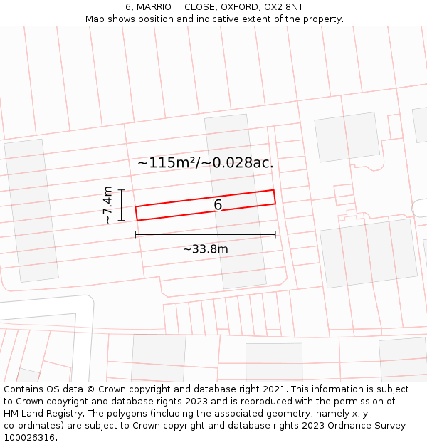 6, MARRIOTT CLOSE, OXFORD, OX2 8NT: Plot and title map