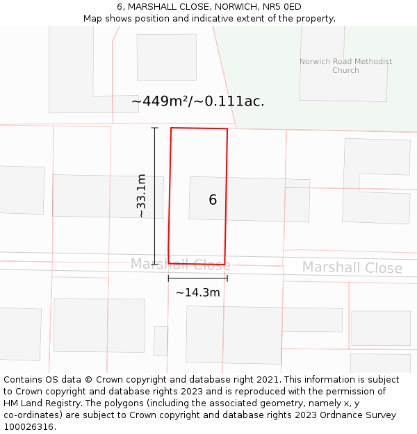 6, MARSHALL CLOSE, NORWICH, NR5 0ED: Plot and title map
