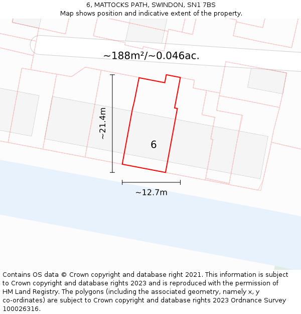 6, MATTOCKS PATH, SWINDON, SN1 7BS: Plot and title map