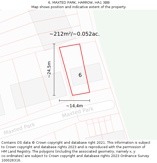 6, MAXTED PARK, HARROW, HA1 3BB: Plot and title map