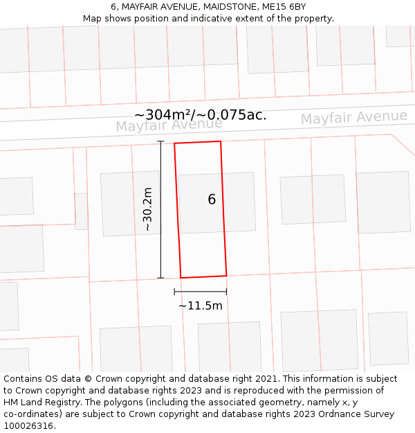 6, MAYFAIR AVENUE, MAIDSTONE, ME15 6BY: Plot and title map