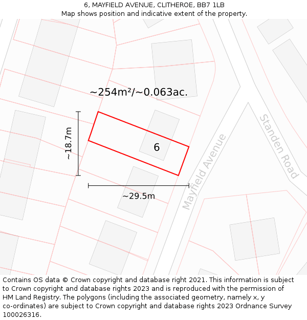 6, MAYFIELD AVENUE, CLITHEROE, BB7 1LB: Plot and title map
