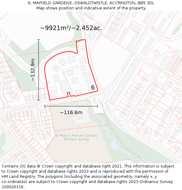 6, MAYFIELD GARDENS, OSWALDTWISTLE, ACCRINGTON, BB5 3DL: Plot and title map