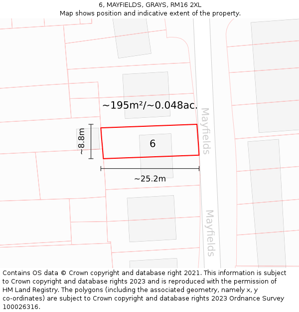 6, MAYFIELDS, GRAYS, RM16 2XL: Plot and title map