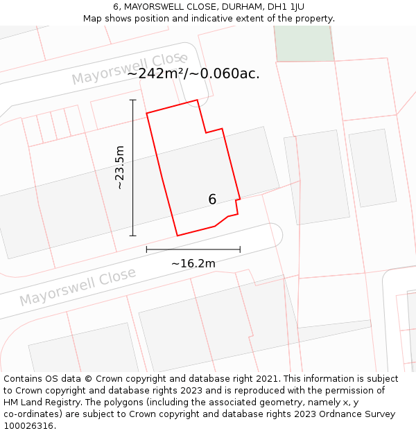 6, MAYORSWELL CLOSE, DURHAM, DH1 1JU: Plot and title map