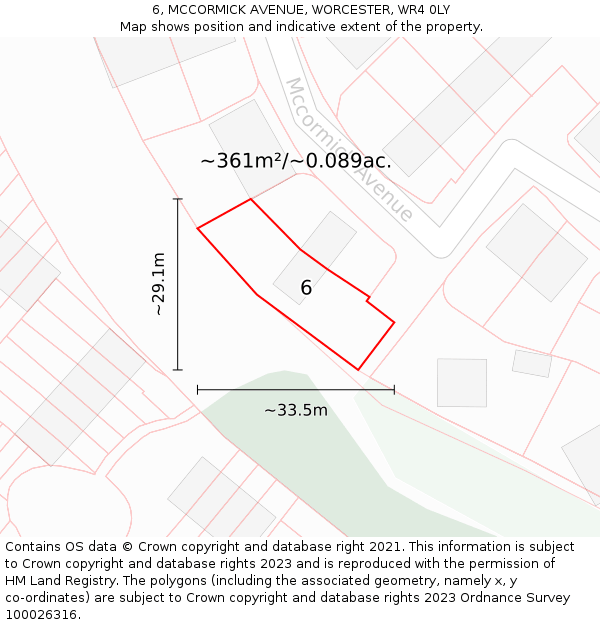 6, MCCORMICK AVENUE, WORCESTER, WR4 0LY: Plot and title map