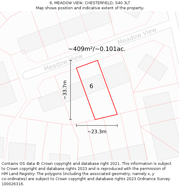 6, MEADOW VIEW, CHESTERFIELD, S40 3LT: Plot and title map
