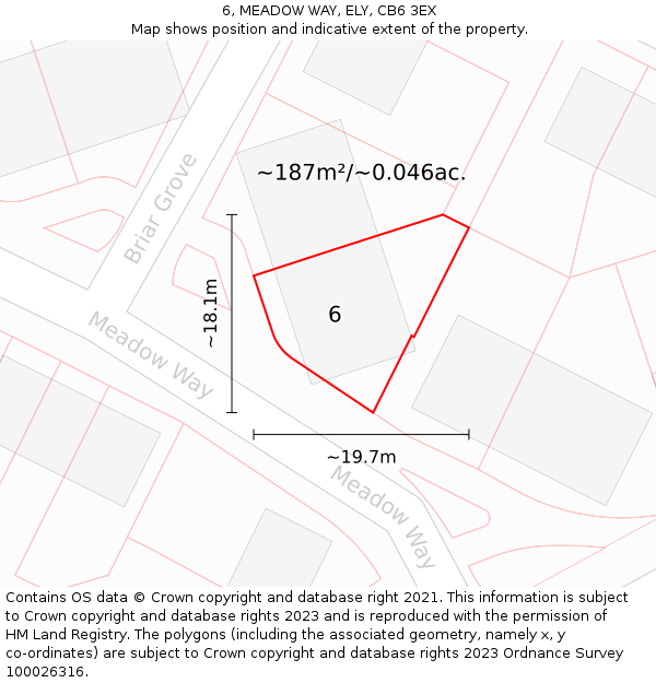6, MEADOW WAY, ELY, CB6 3EX: Plot and title map