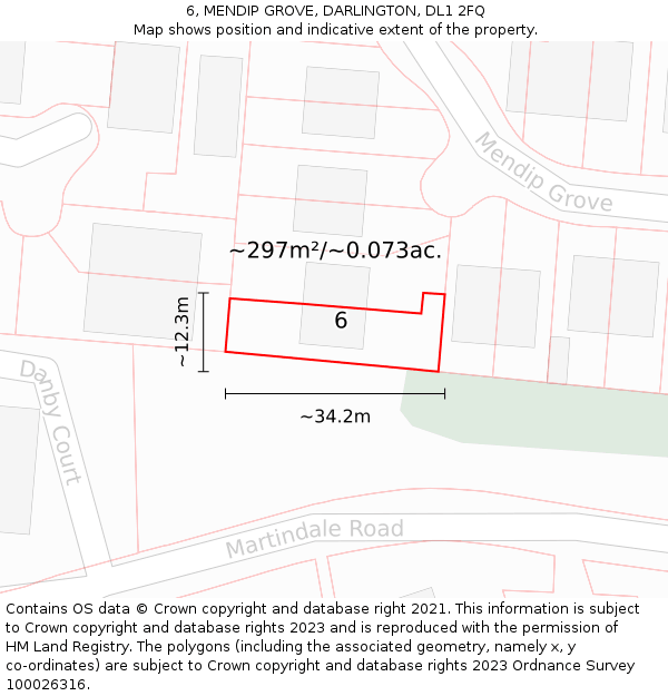 6, MENDIP GROVE, DARLINGTON, DL1 2FQ: Plot and title map