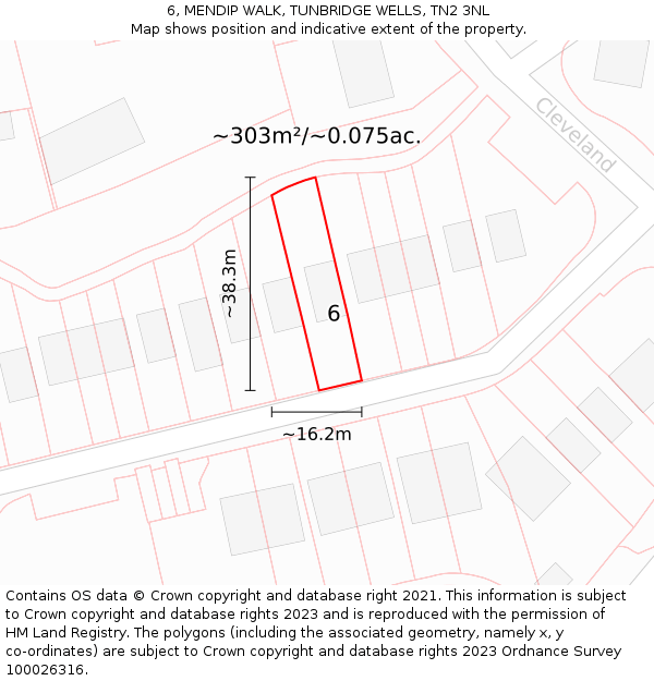 6, MENDIP WALK, TUNBRIDGE WELLS, TN2 3NL: Plot and title map
