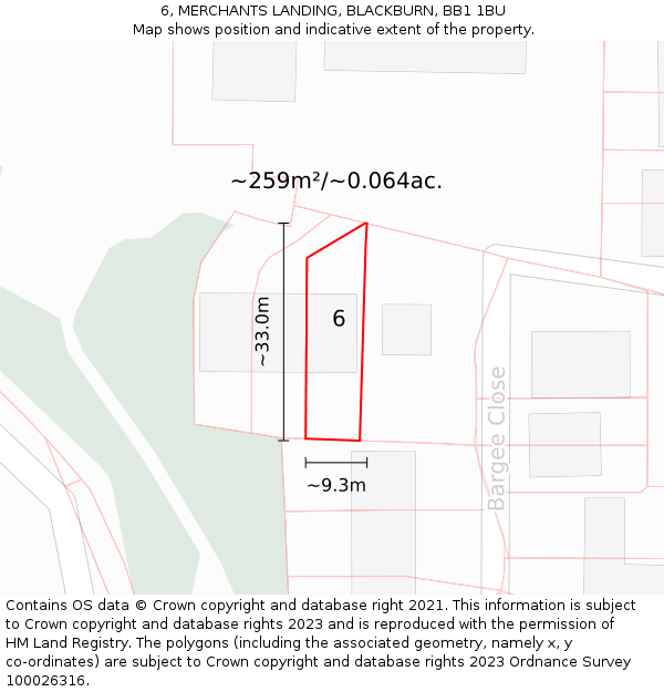 6, MERCHANTS LANDING, BLACKBURN, BB1 1BU: Plot and title map