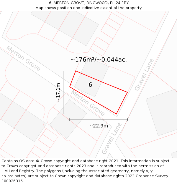 6, MERTON GROVE, RINGWOOD, BH24 1BY: Plot and title map