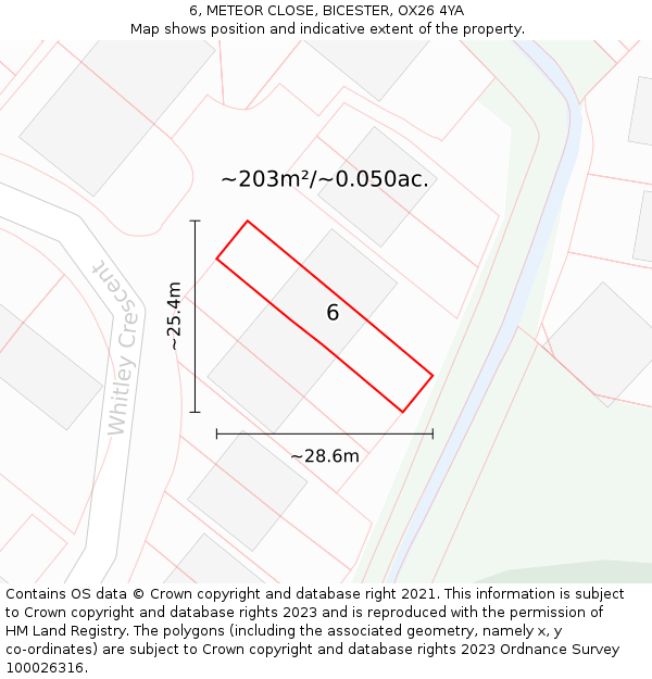 6, METEOR CLOSE, BICESTER, OX26 4YA: Plot and title map