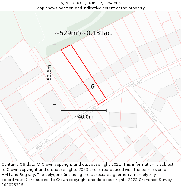 6, MIDCROFT, RUISLIP, HA4 8ES: Plot and title map