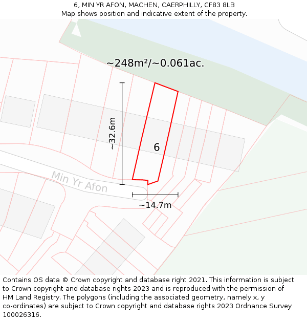 6, MIN YR AFON, MACHEN, CAERPHILLY, CF83 8LB: Plot and title map