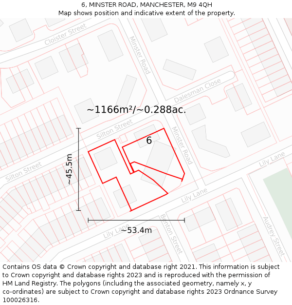 6, MINSTER ROAD, MANCHESTER, M9 4QH: Plot and title map