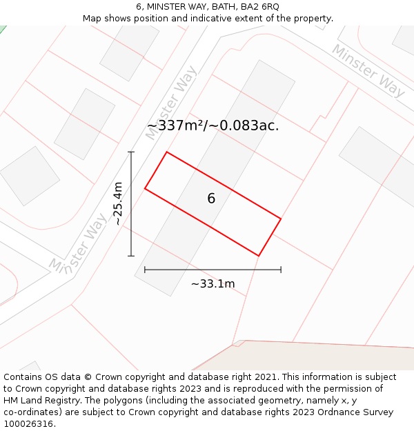 6, MINSTER WAY, BATH, BA2 6RQ: Plot and title map