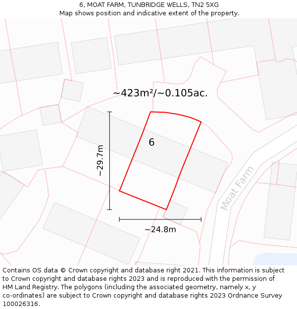 6, MOAT FARM, TUNBRIDGE WELLS, TN2 5XG: Plot and title map