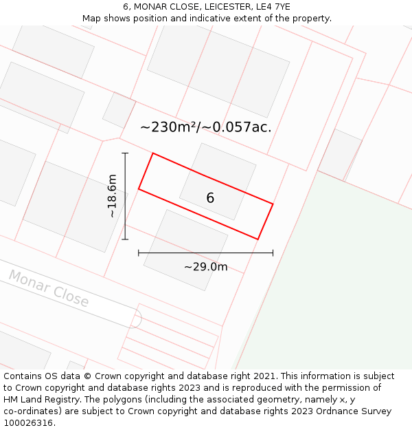 6, MONAR CLOSE, LEICESTER, LE4 7YE: Plot and title map